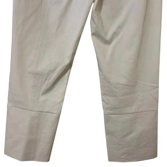 Lewit Women's Cream Flat Front Cropped Pants with Button Detail on Leg - Size 8 - Picture 7 of 9